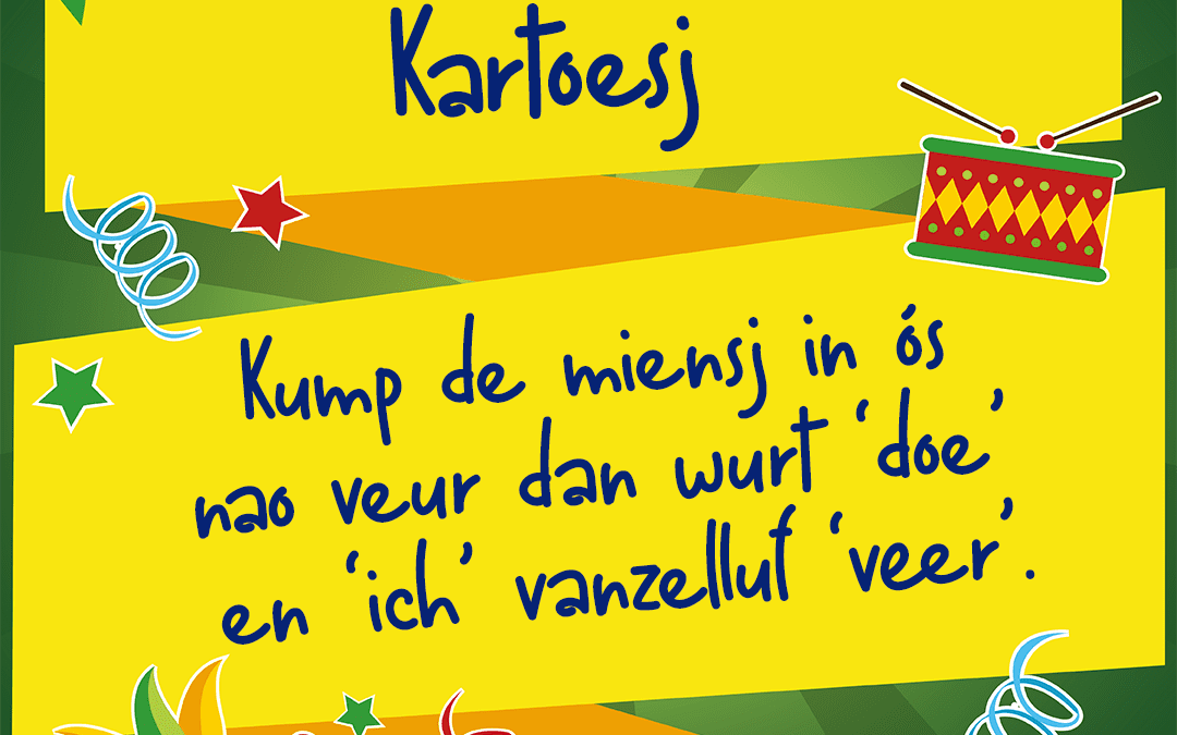 Kump de miensj in ós nao veur, dan wurt ‘doe’ en ‘ich’ vanzelluf ‘veer’.