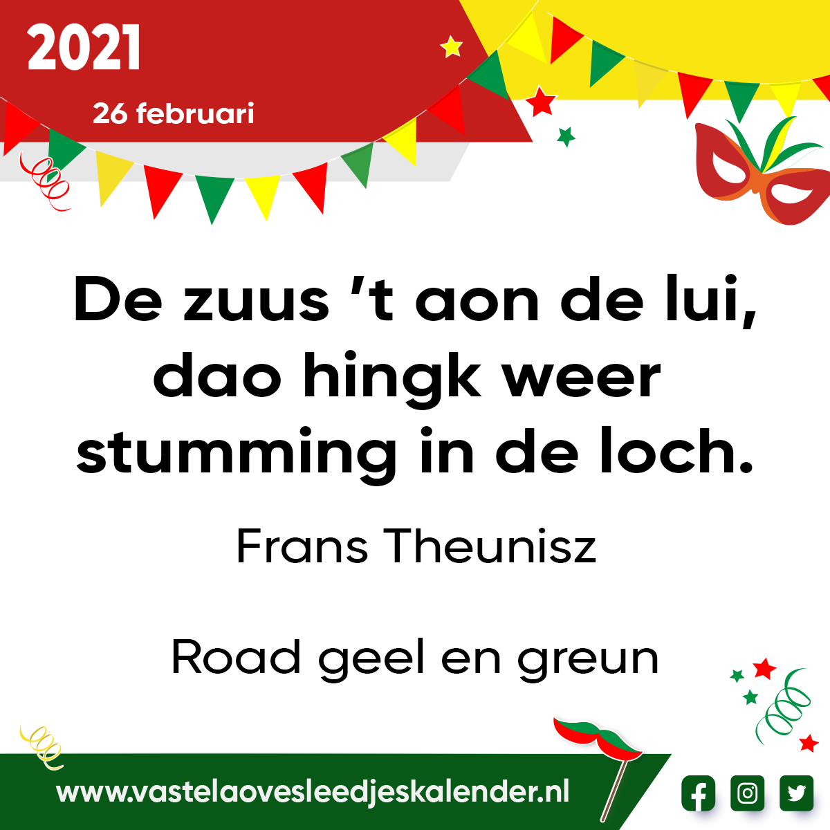 De zuus ’t aon de lui – dao hingk weer stumming in de loch.