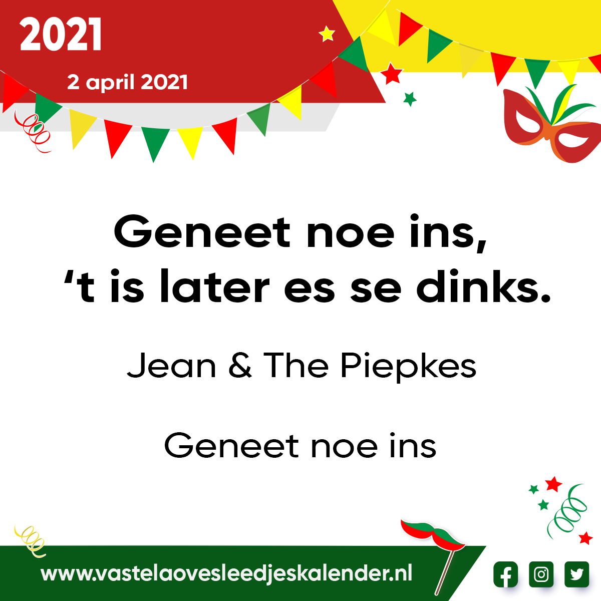 Geneet noe ins, t is later es se dinks.