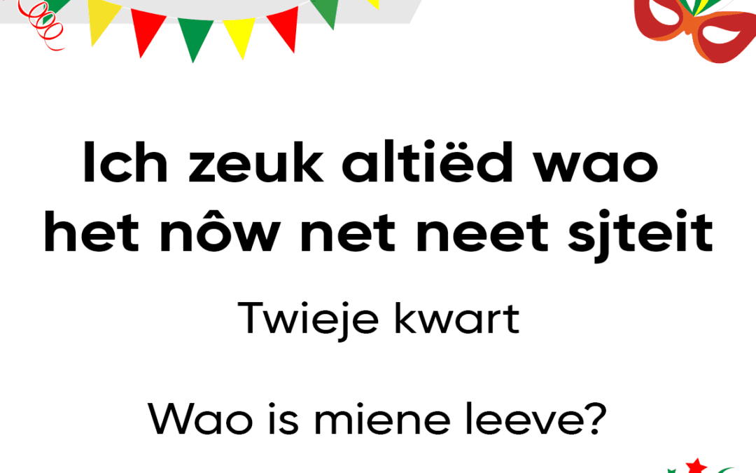 Ich zeuk altiÃ«d wao het nÃ´w net neet sjteit