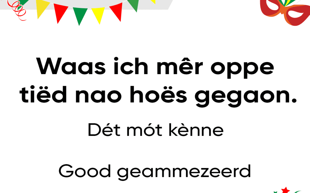 Waas ich mÃªr oppe tiÃ«d nao hoÃ«s gegaon.