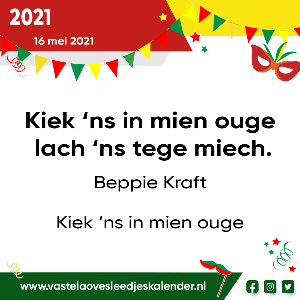 Kiek ‘ns in mien ouge lach ‘ns tege miech.