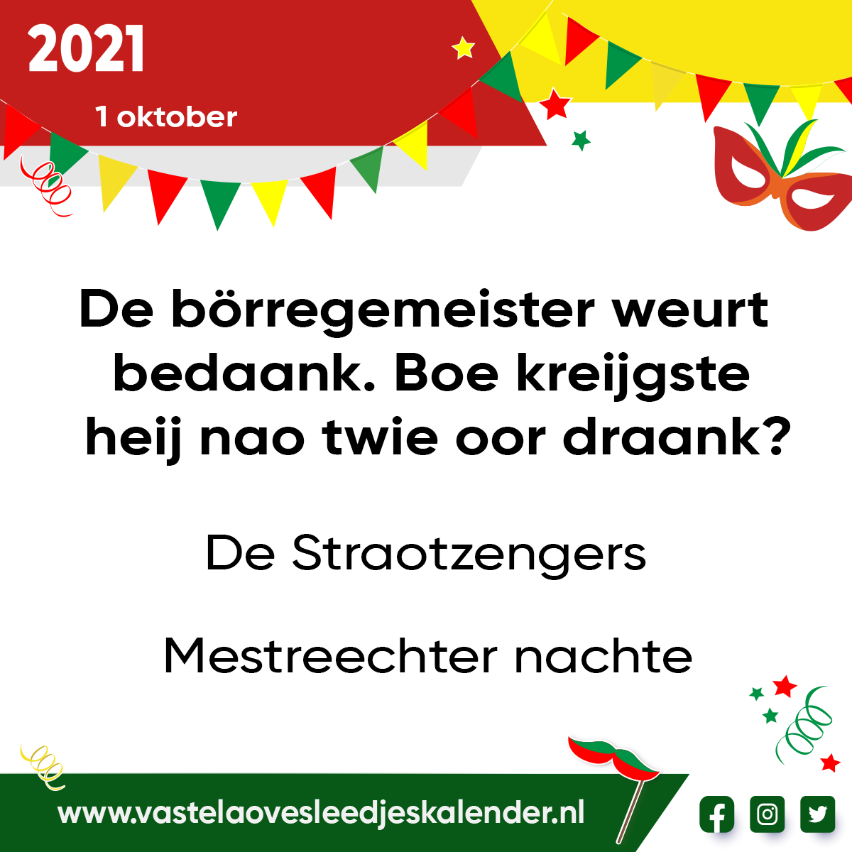 De bÃ¶rregemeister weurt bedaank. Boe kreijgste heij nao twie oor draank?