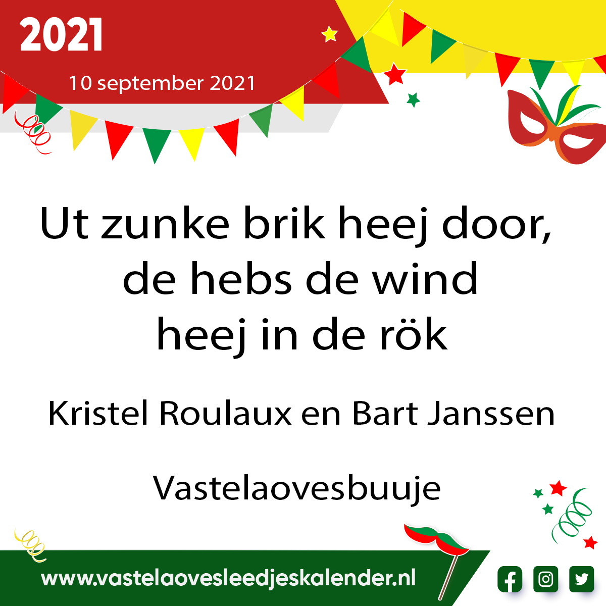 Ut zunke brik heej door, de hebs de wind heej in de rÃ¶k