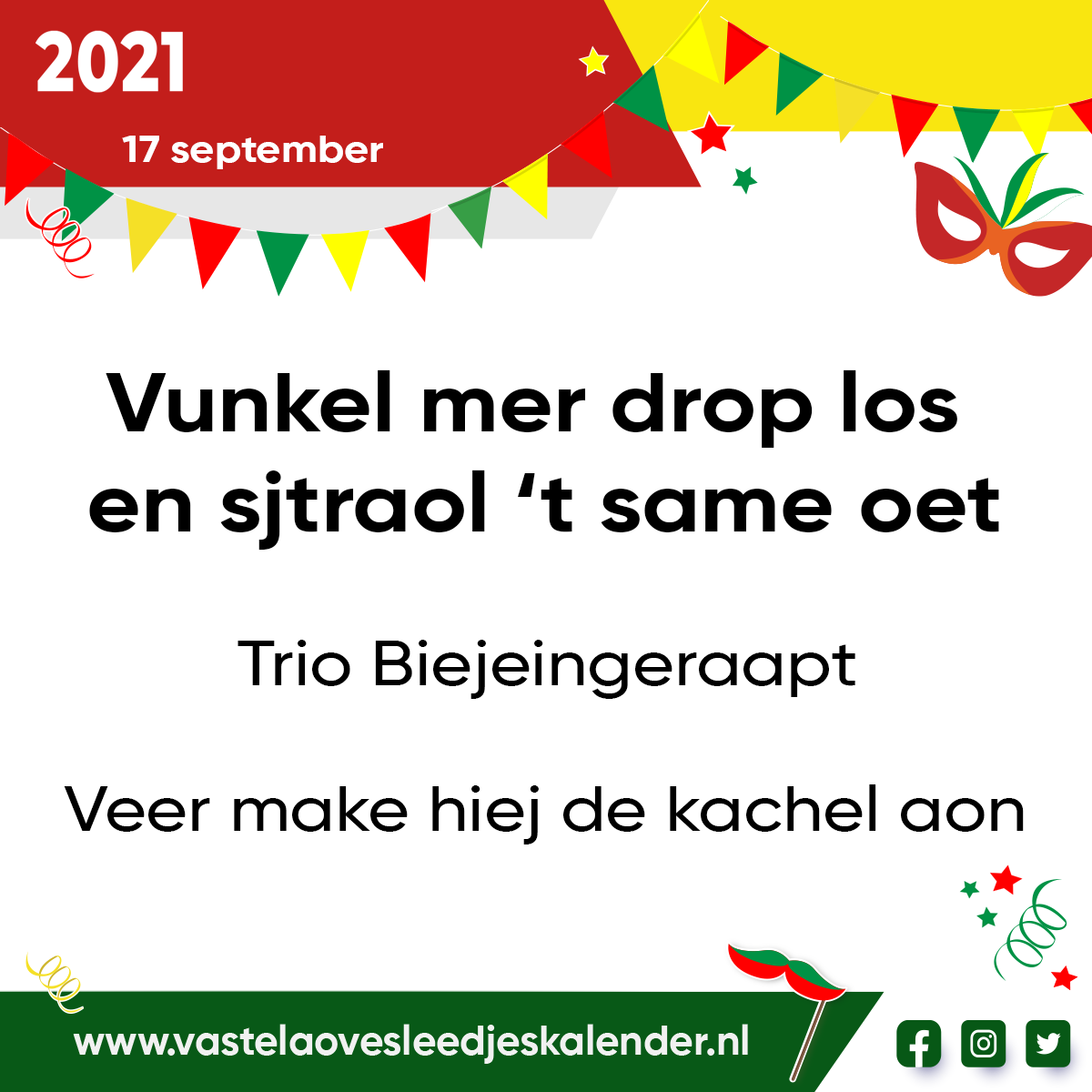 Vunkel mer drop los en sjtraol ’t same oet