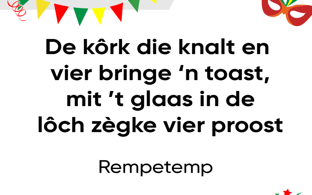 De kÃ´rk die knalt en vier bringe ’n toast, mit ’t glaas in de lÃ´ch zÃ¨gke vier proost.