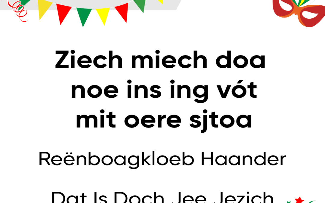 Ziech miech doa noe ins ing vót mit oere sjtoa