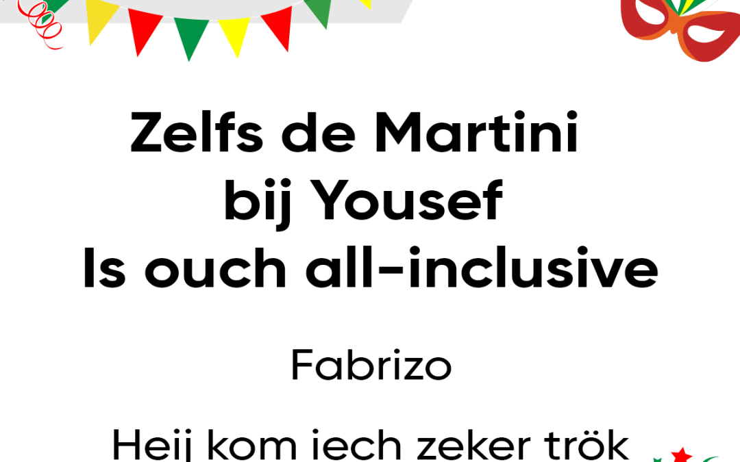 Zelfs de Martini bij Yousef is ouch all-inclusive