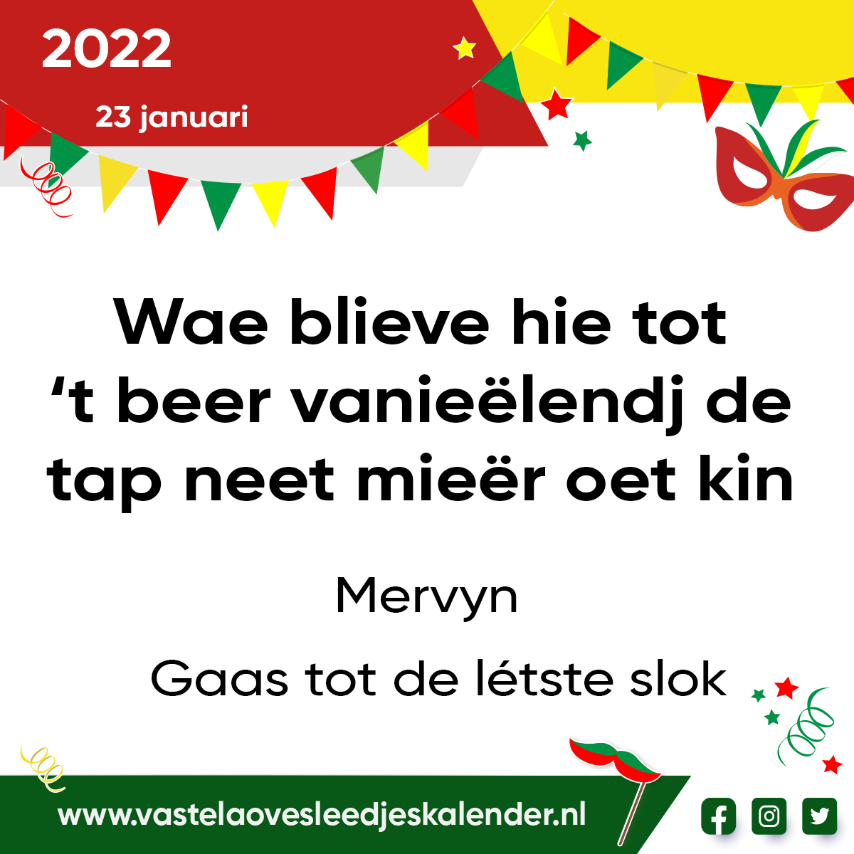 Wae blieve hie tot ’t beer van ieëlendj de tap neet mieër oet kin