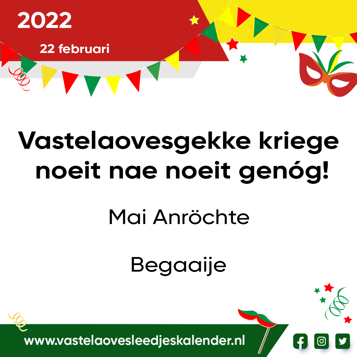 Vastelaovesgekke kriege noeit, nae noeit genóg!