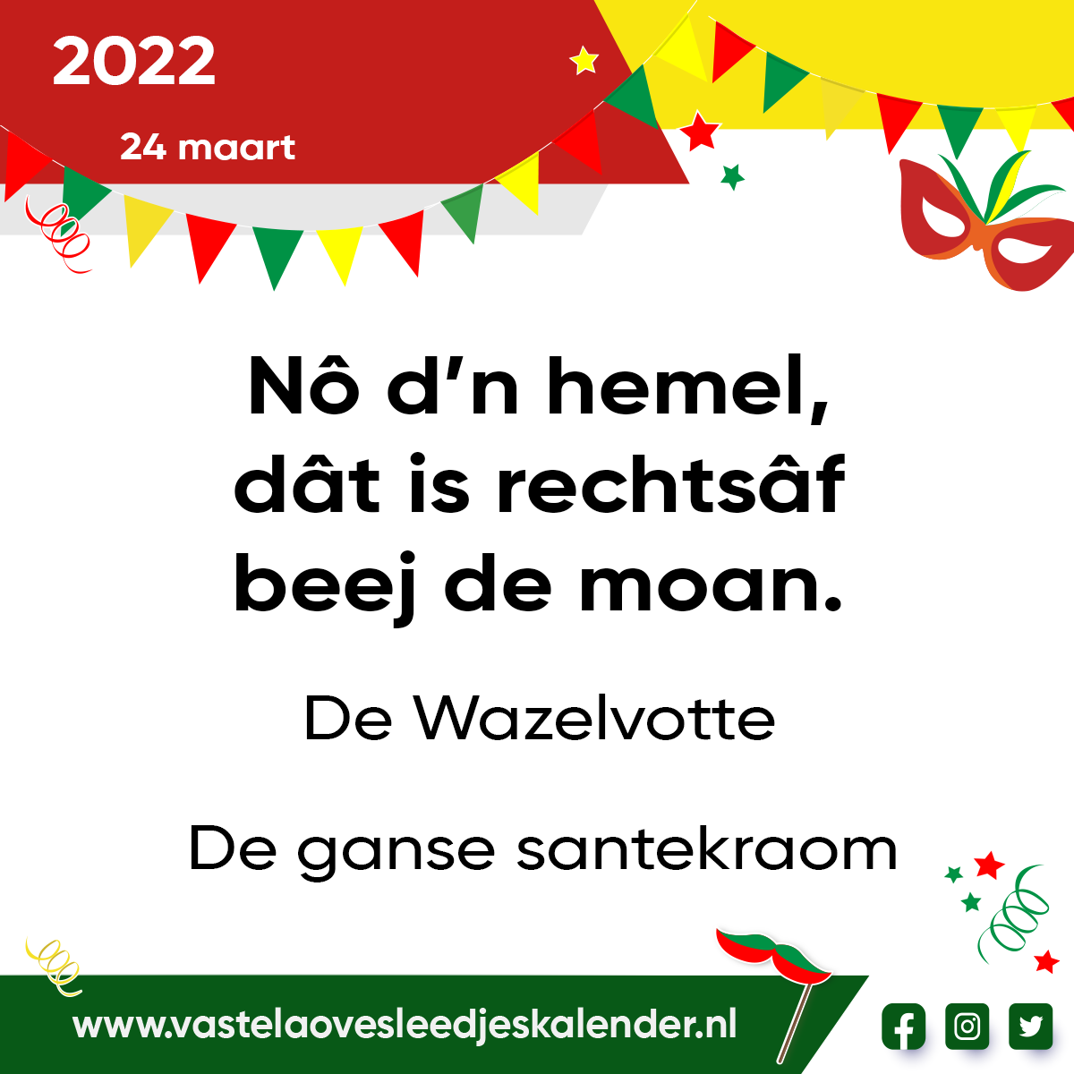 Nô d’n hemel, dât is rechtsâf beej de moan.