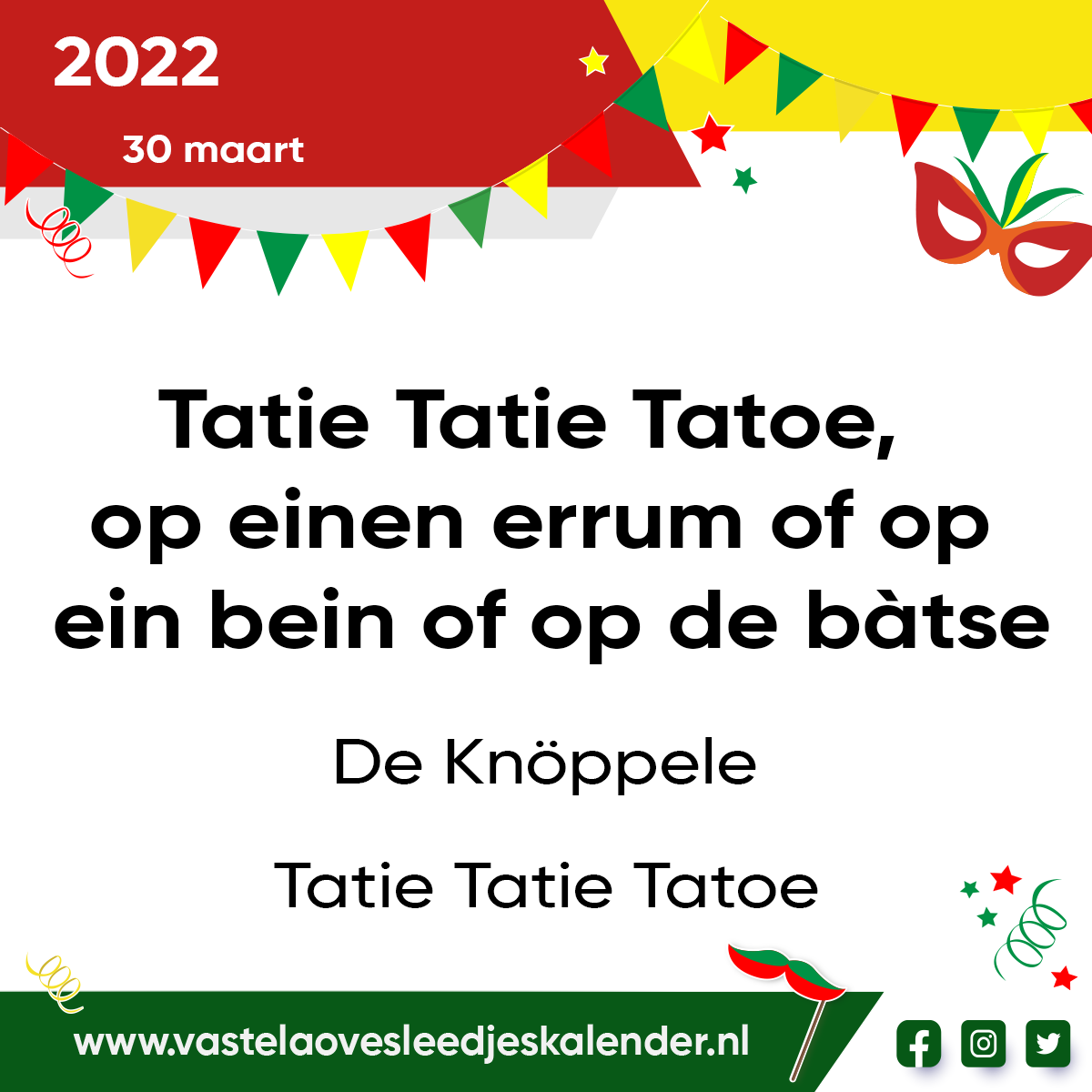 Tatie Tatie Tatoe, op einen errum of op ein bein of op de bàtse