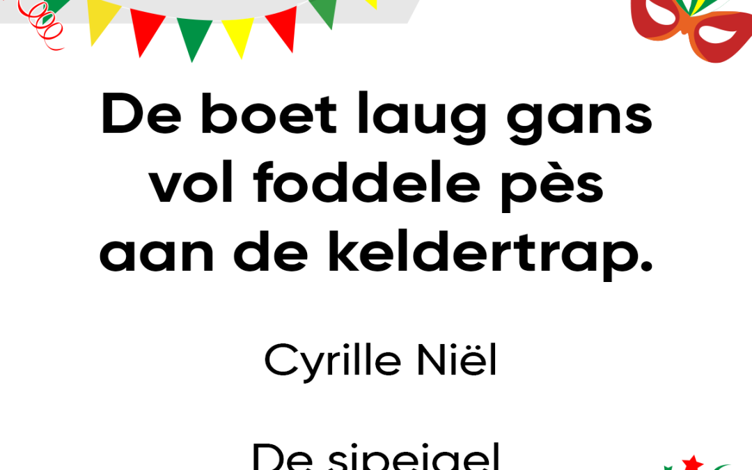 De boet laug gans vol foddele pès aan de keldertrap.