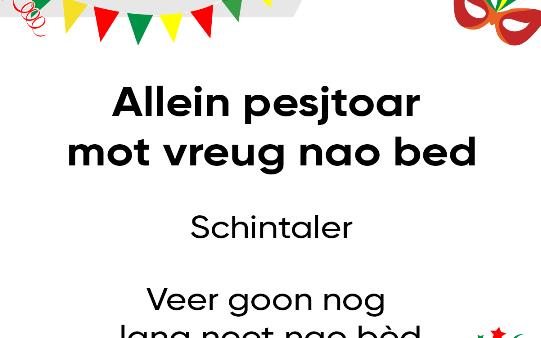 Allein pesjtoar mot vreug nao bed