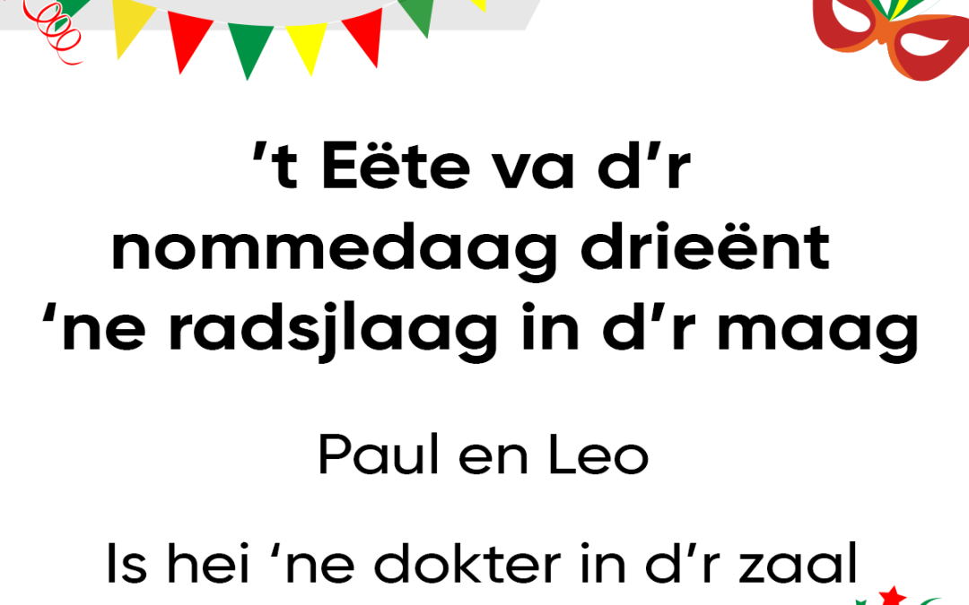 ’t Eëte va d’r nommedaag drieënt ‘ne radsjlaag in d’r maag