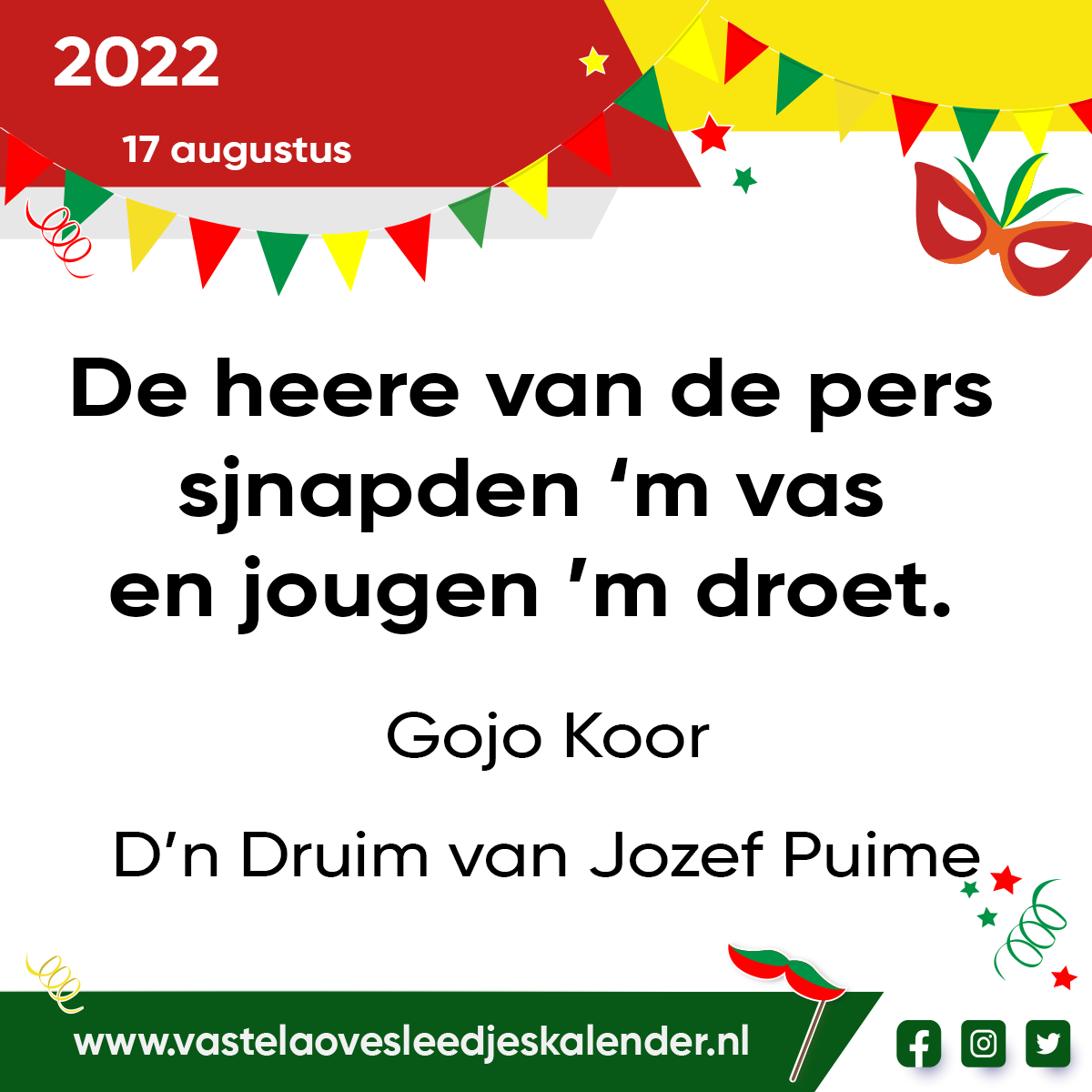 De heere van de pers sjnapden ‘m vas en jougen ‘m droet.