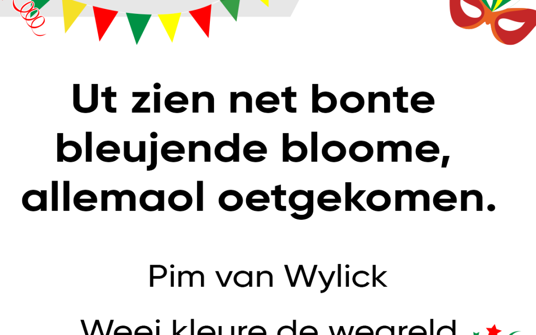 Ut zien net bonte bleujende bloome, allemaol oetgekomen.
