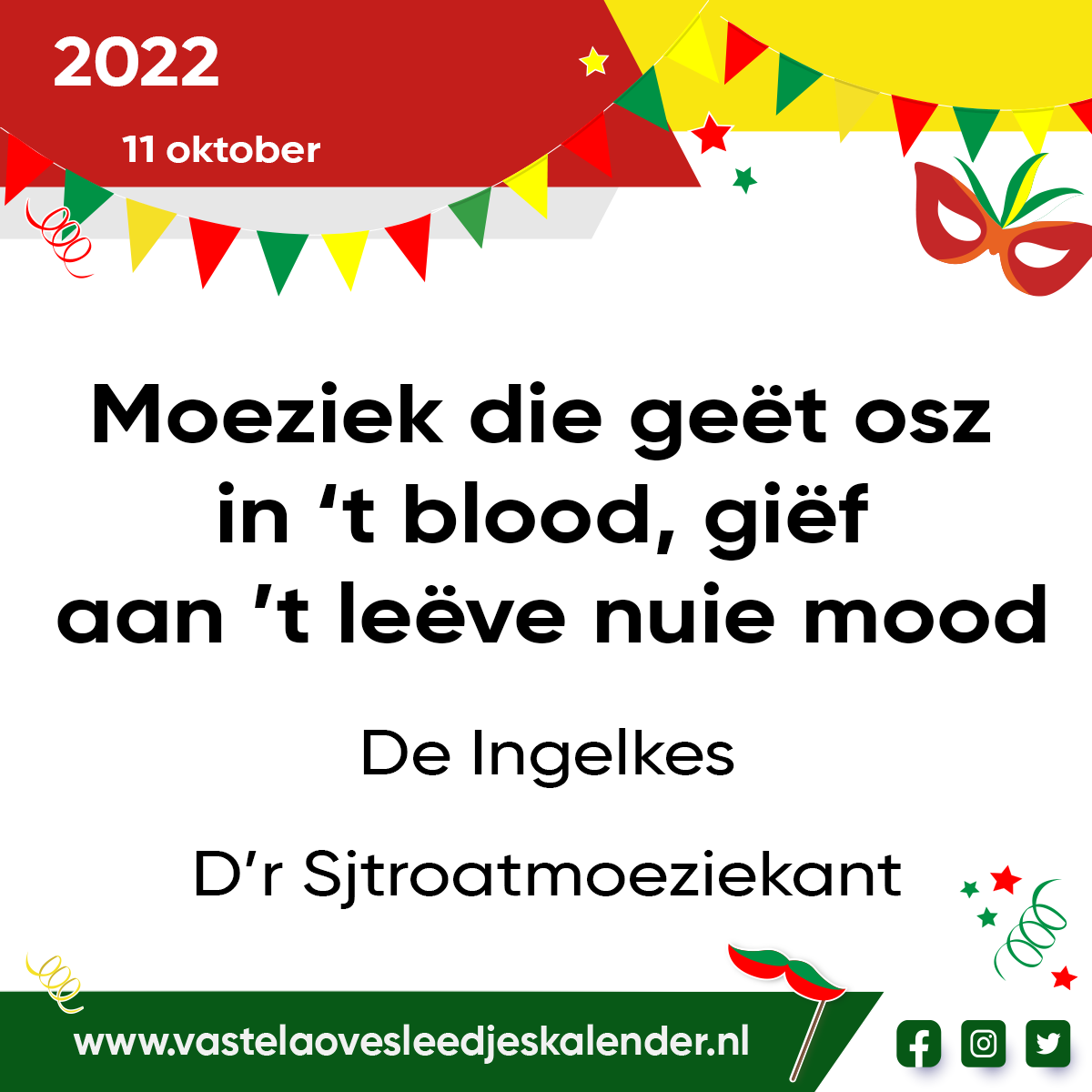 Moeziek die geët osz in ’t blood, giëf aan ’t leëve nuie mood