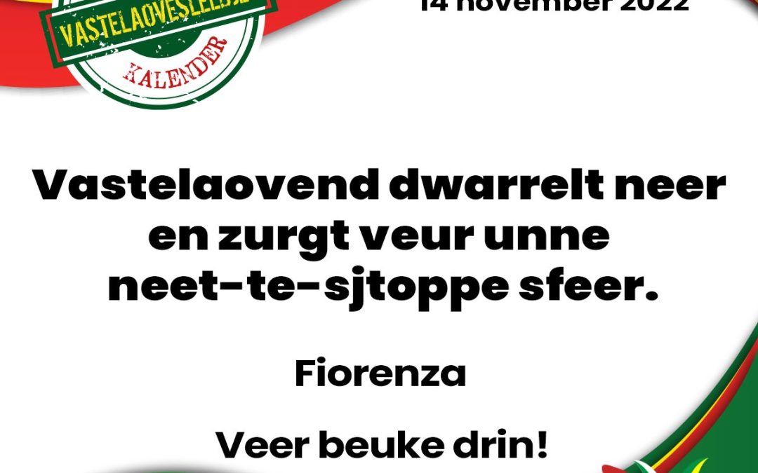 Vastelaovend dwarrelt neer en zurgt veur unne neet-te-sjtoppe sfeer.