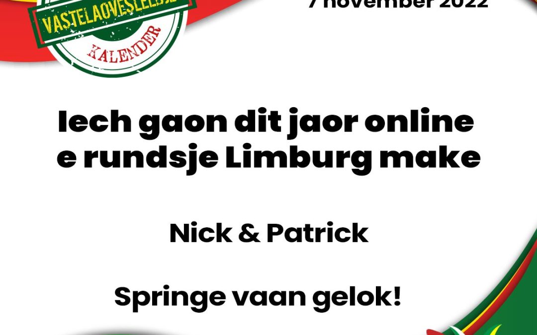 Iech gaon dit jaor online e rundsje Limburg make