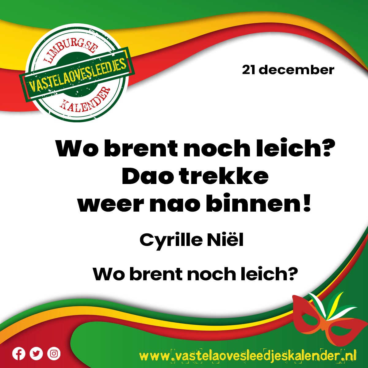 Wo brent noch leich? Dao trekke weer nao binnen!