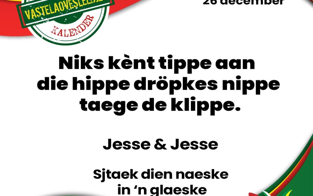 Niks kènt tippe aan die hippe dröpkes nippe taege de klippe.