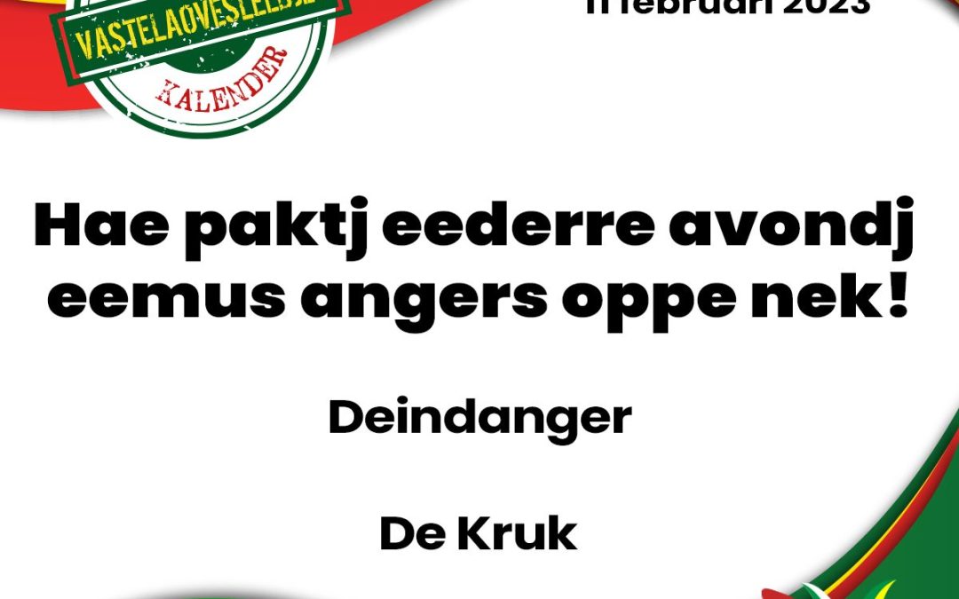 Hae paktj eederre avondj eemus angers oppe nek!