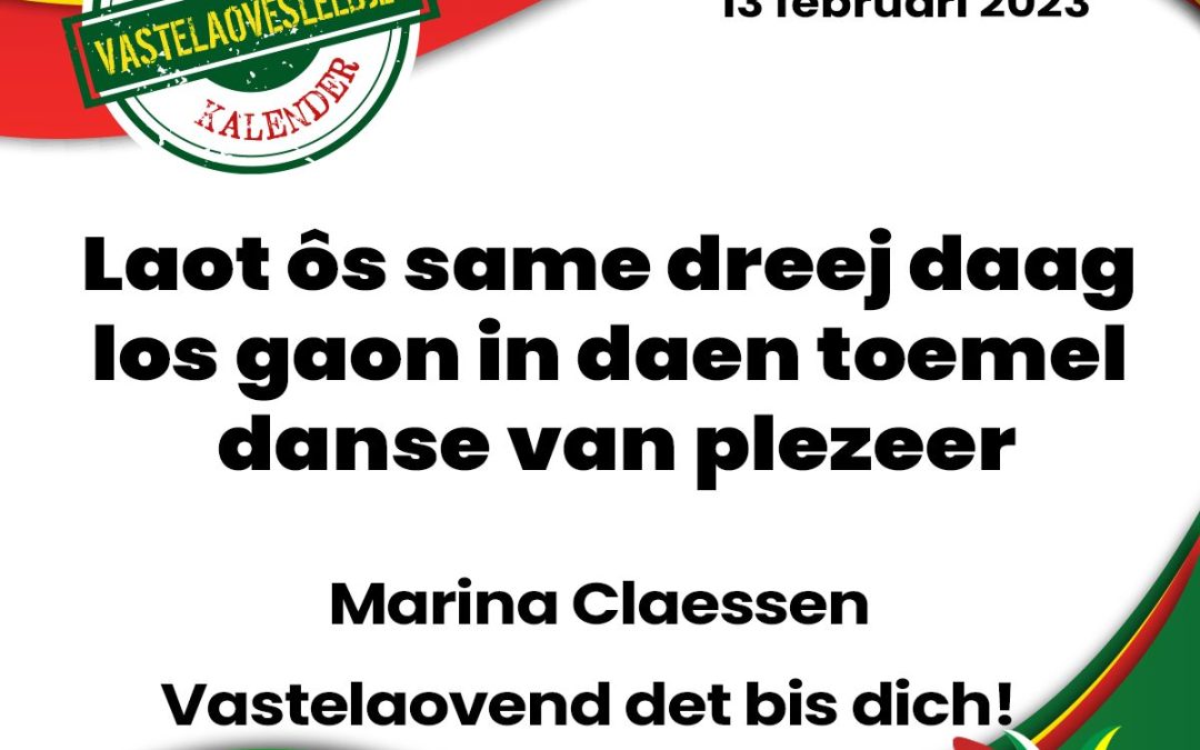 Laot ôs same dreej daag los gaon in daen toemel danse van plezeer