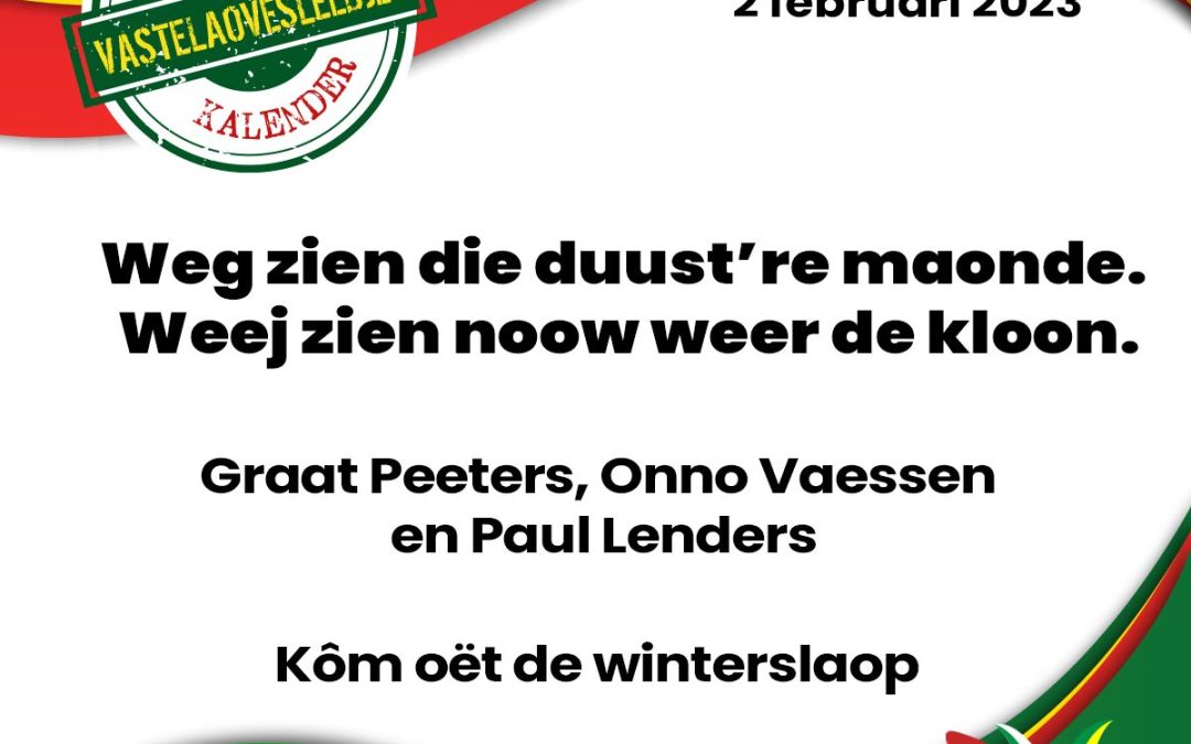 Weg zien die duust’re maonde. Weej zien noow weer de kloon.