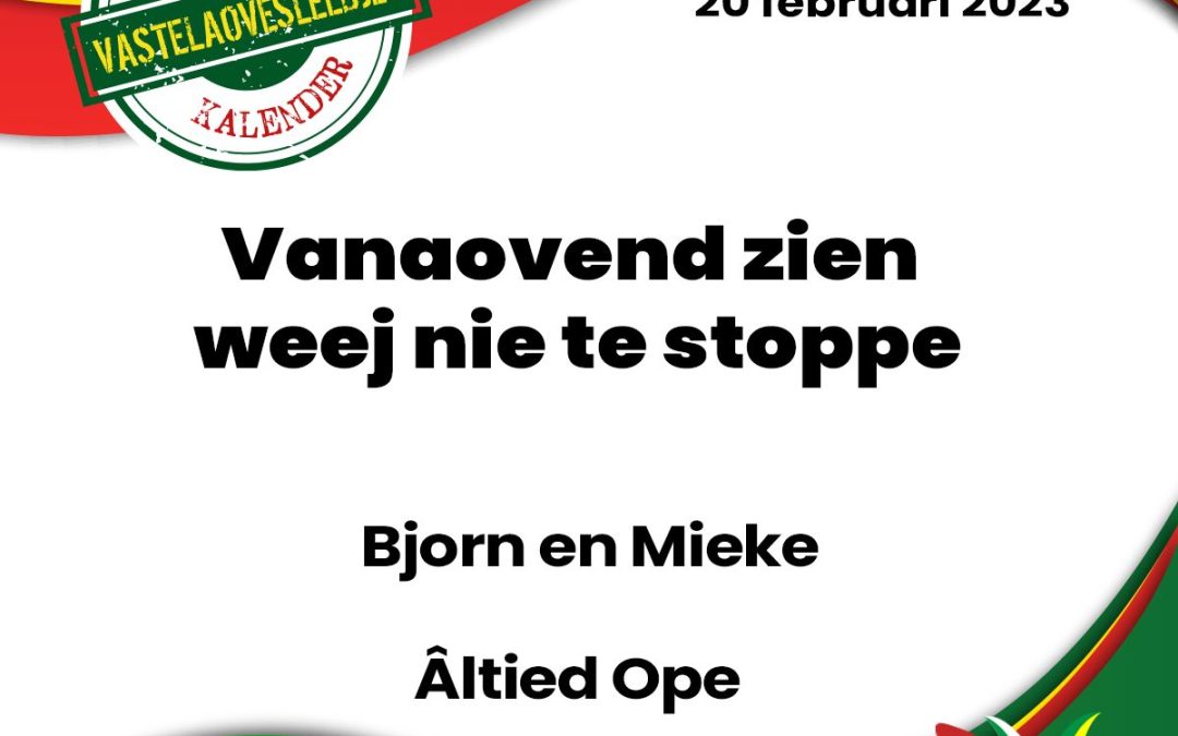 Vanaovend zien weej nie te stoppe