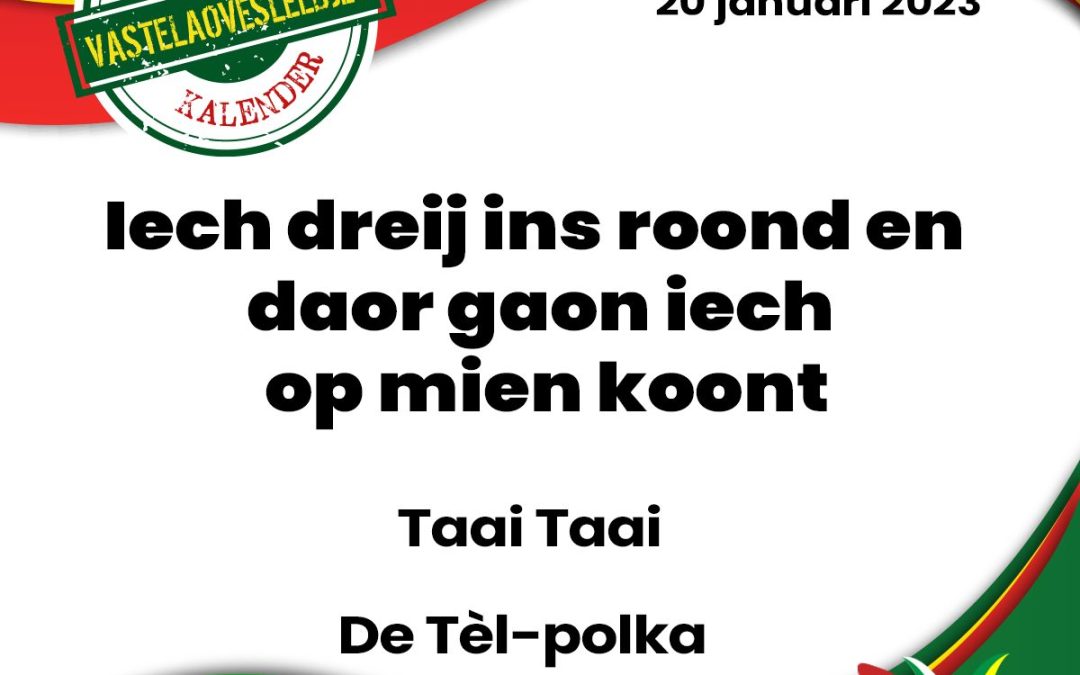 Iech dreij ins roond en daor gaon iech op mien koont