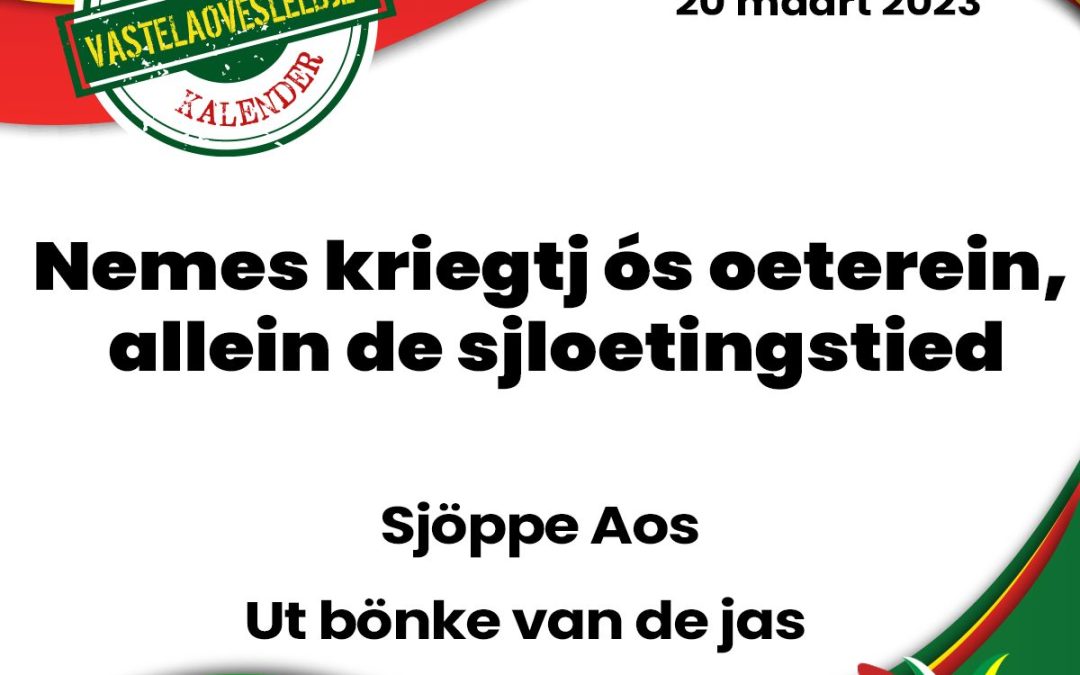 Nemes kriegtj ós oeterein, allein de sjloetingstied