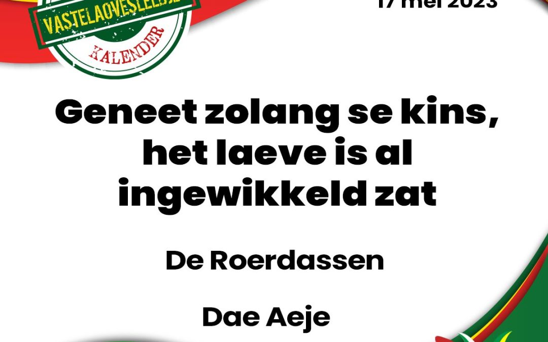 Geneet zolang se kins, het laeve is al ingewikkeld zat