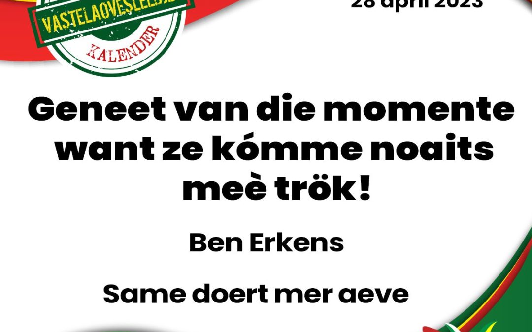 Geneet van die momente want ze kómme noaits meè trök!