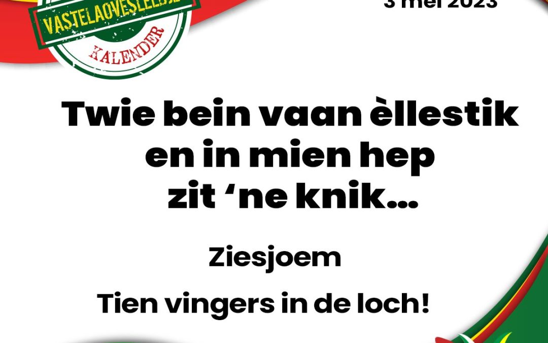 Twie bein vaan èllestik en in mien hep zit ‘ne knik!