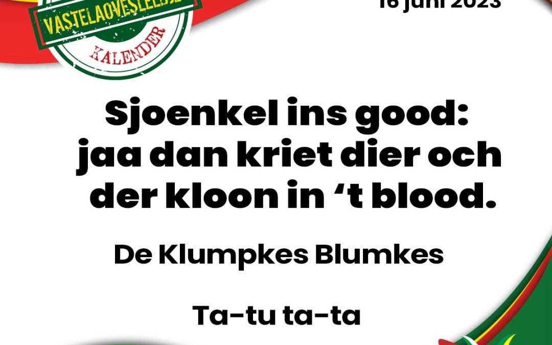 Sjoenkel ins good: jaa dan kriet dier och der kloon in ’t blood.
