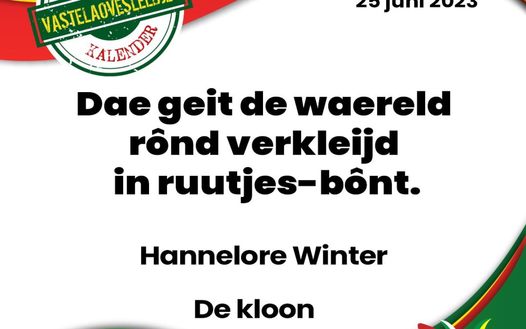 Dae geit de waereld rônd verkleijd in ruutjes-bônt.