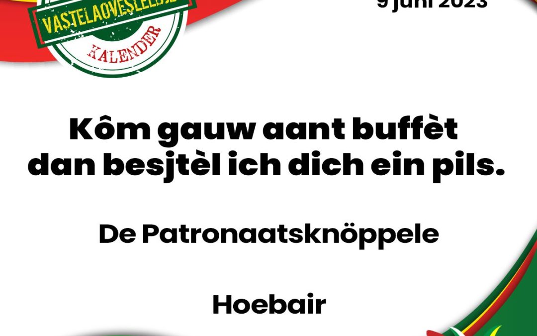 Kôm gauw aant buffèt dan besjtèl ich dich ein pils.