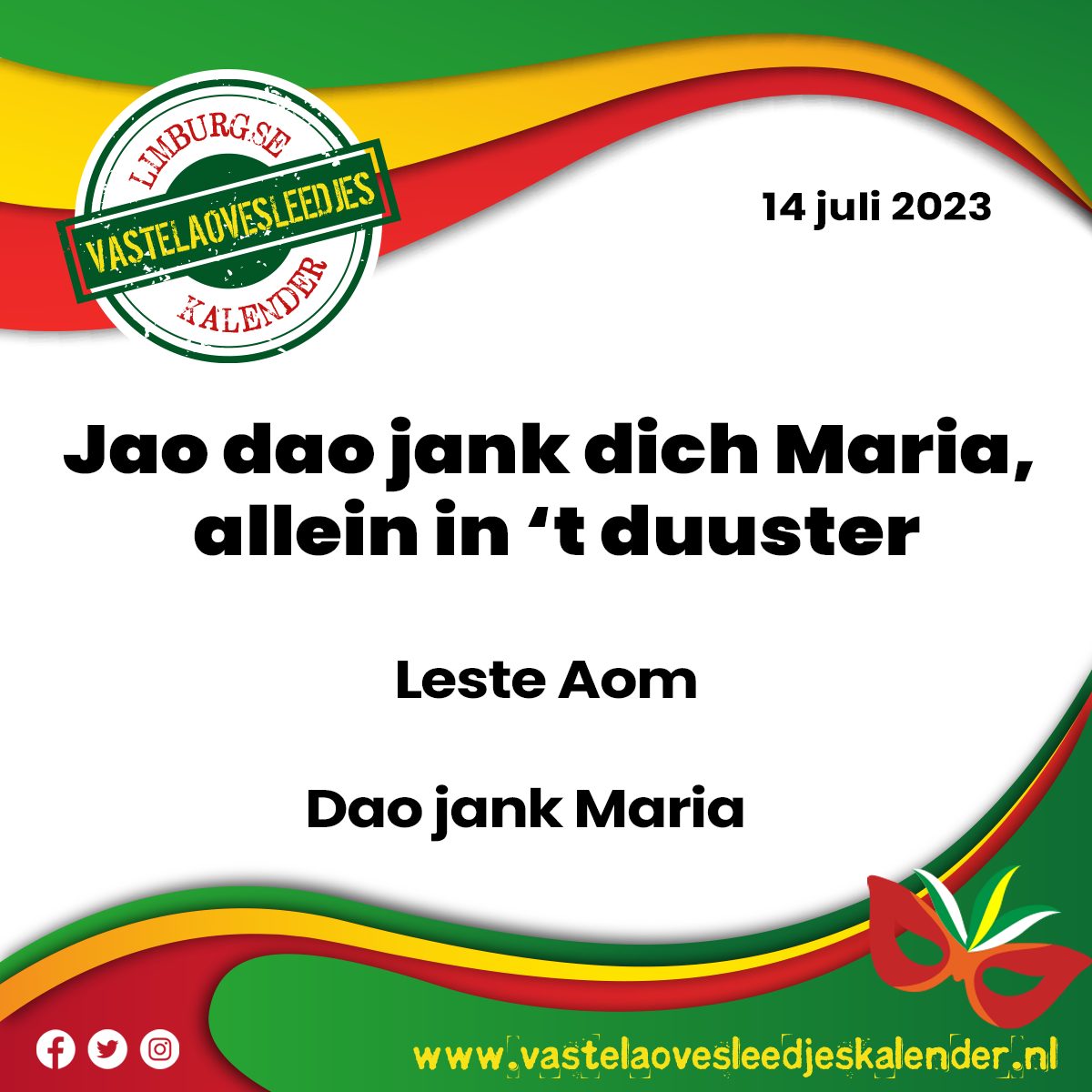 Jao dao jank dich Maria – allein in ’t duuster