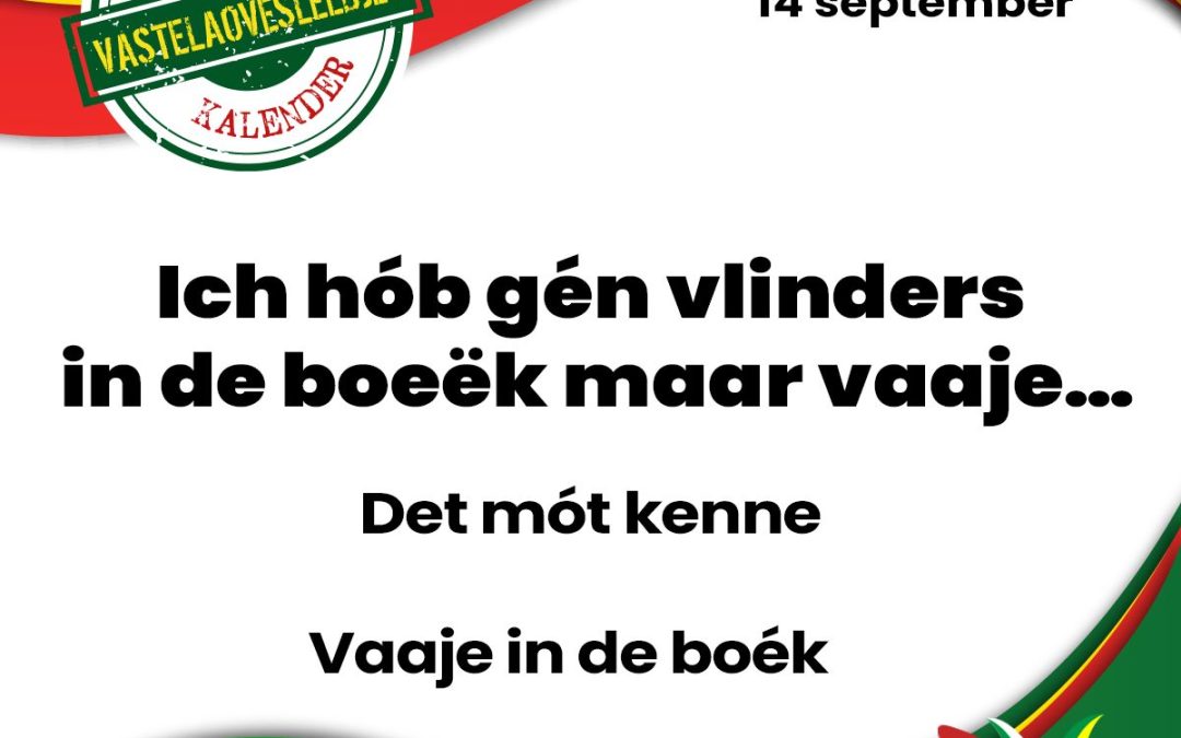 Ich hób gén vlinders in de boeëk maar vaaje