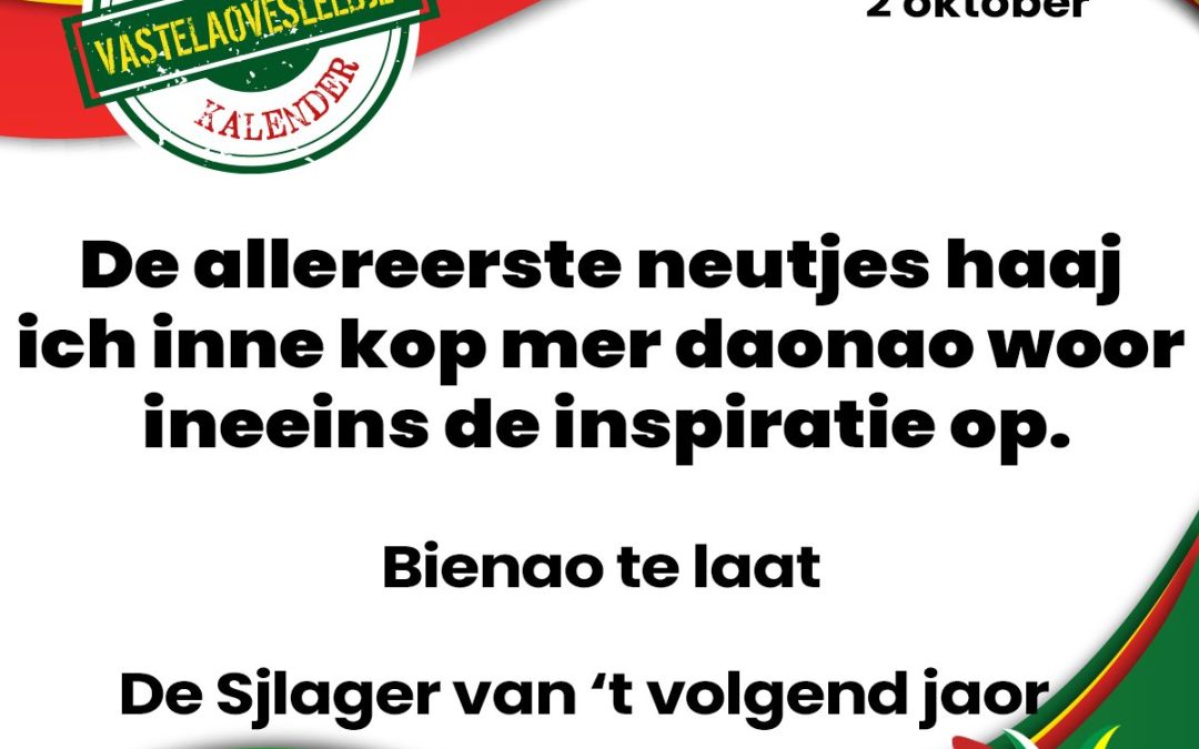De allereerste neutjes haaj ich inne kop mer daonao woor ineeins de inspiratie op.
