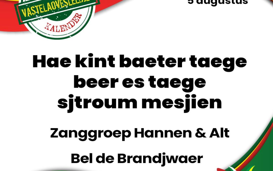 Hae kint baeter taege beer es taege sjtroum mesjien