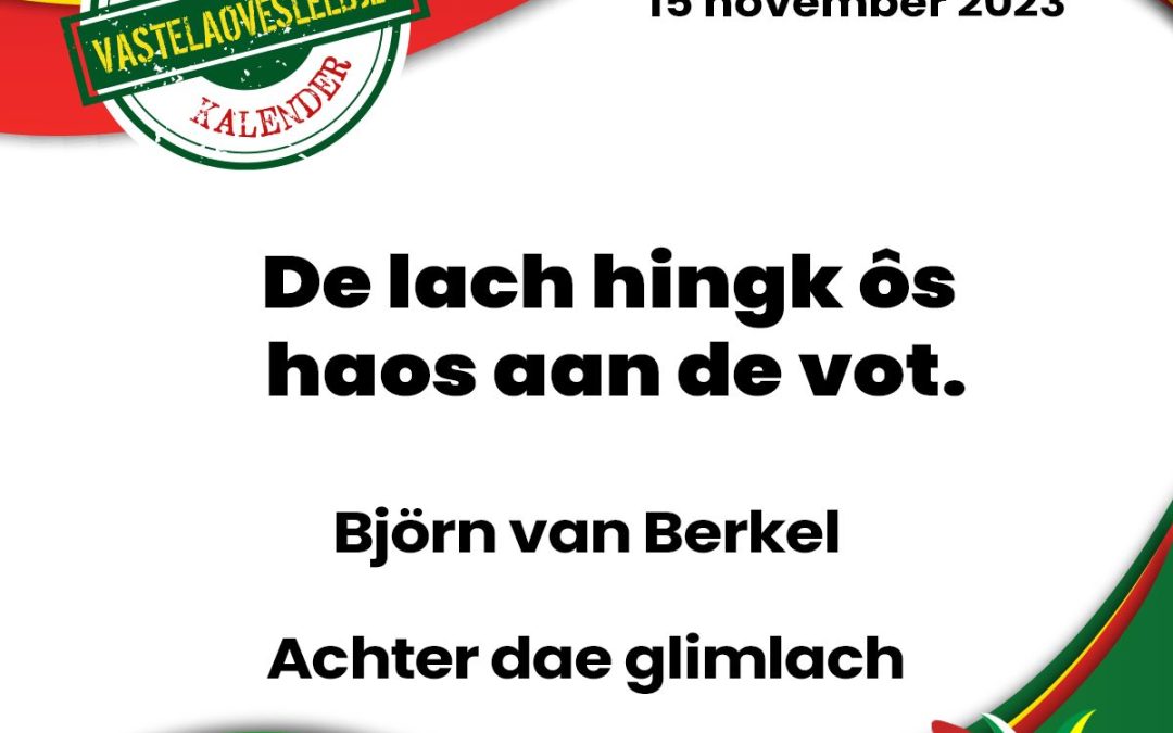 De lach hingk ôs haos aan de vot.