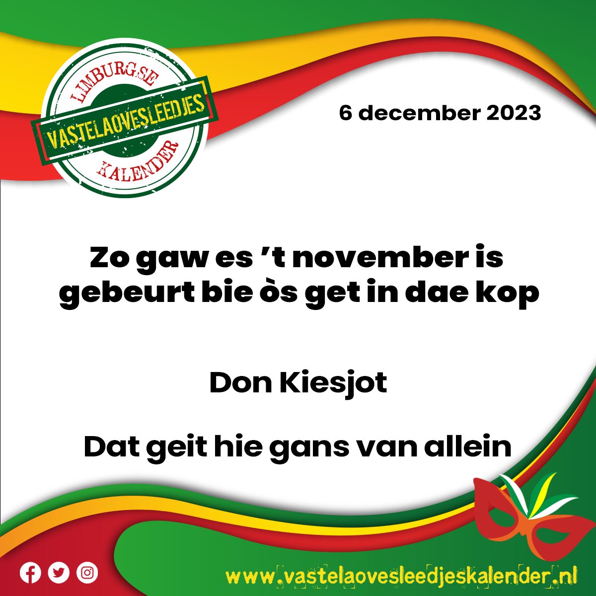 Zo gaw es ’t november is gebeurt bie òs get in dae kop