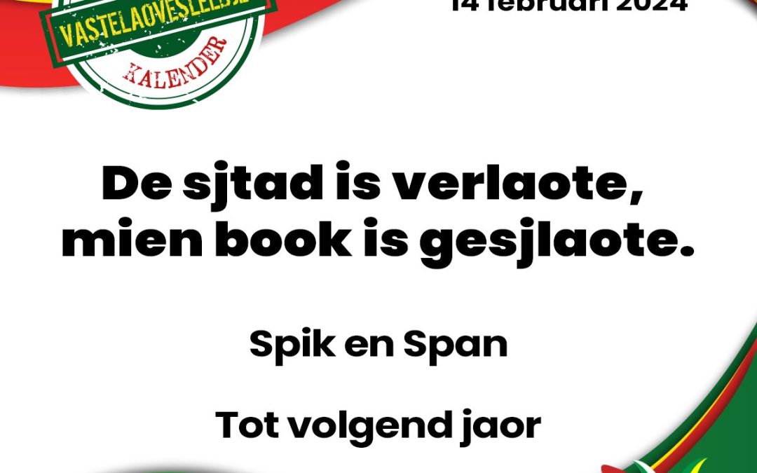 De sjtad is verlaote, mien book is gesjlaote.