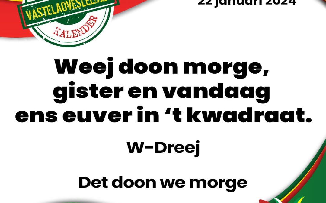 Weej doon morge, gister en vandaag ens euver in ’t kwadraat.