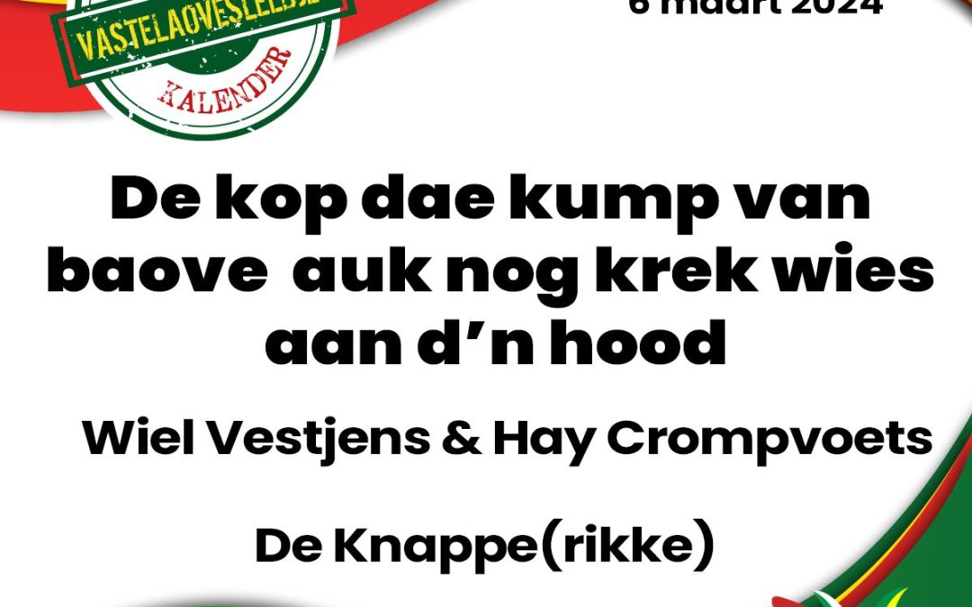 De kop dae kump van baove auk nog krek wies aan d’n hood