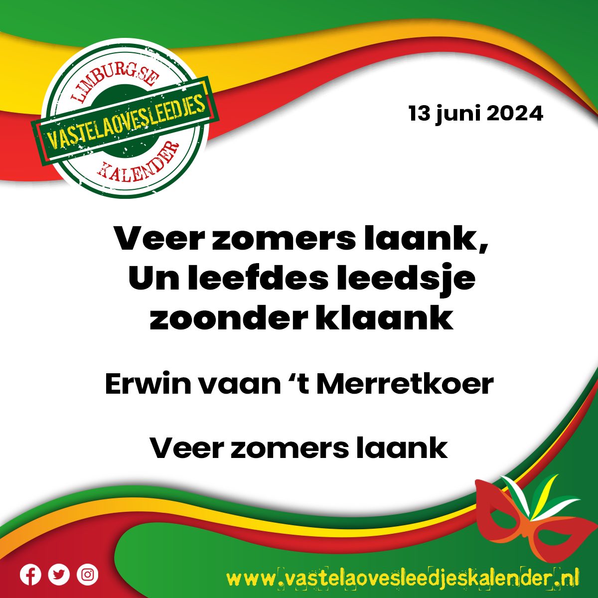 Veer zomers laank, Un leefdes leedsje zoonder klaank