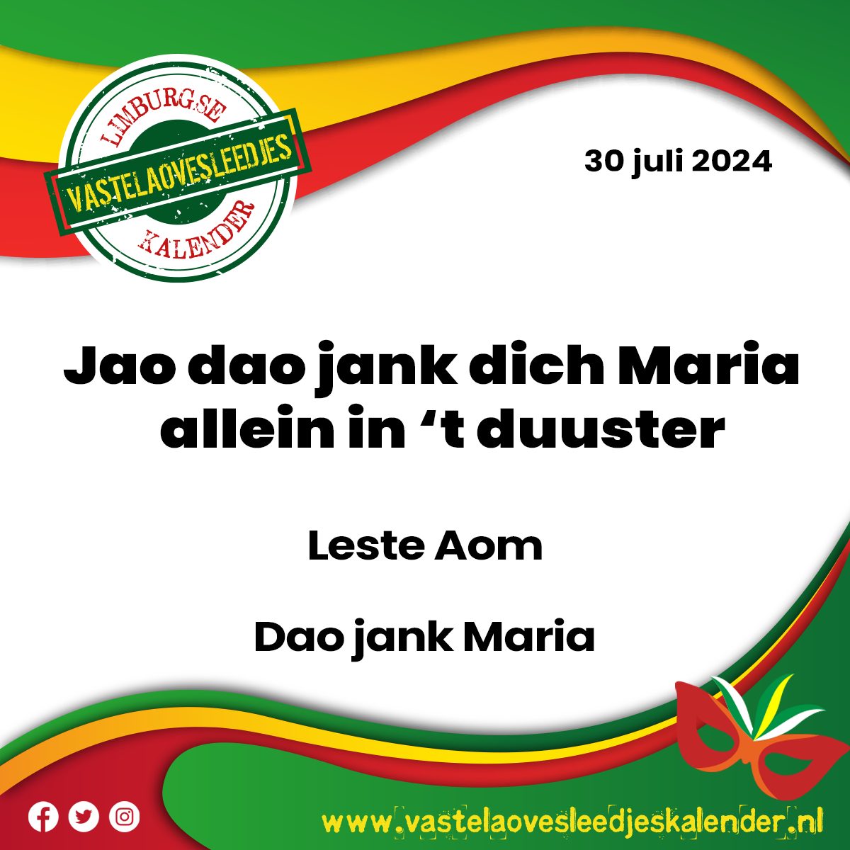 Jao dao jank dich Maria  allein in ’t duuster