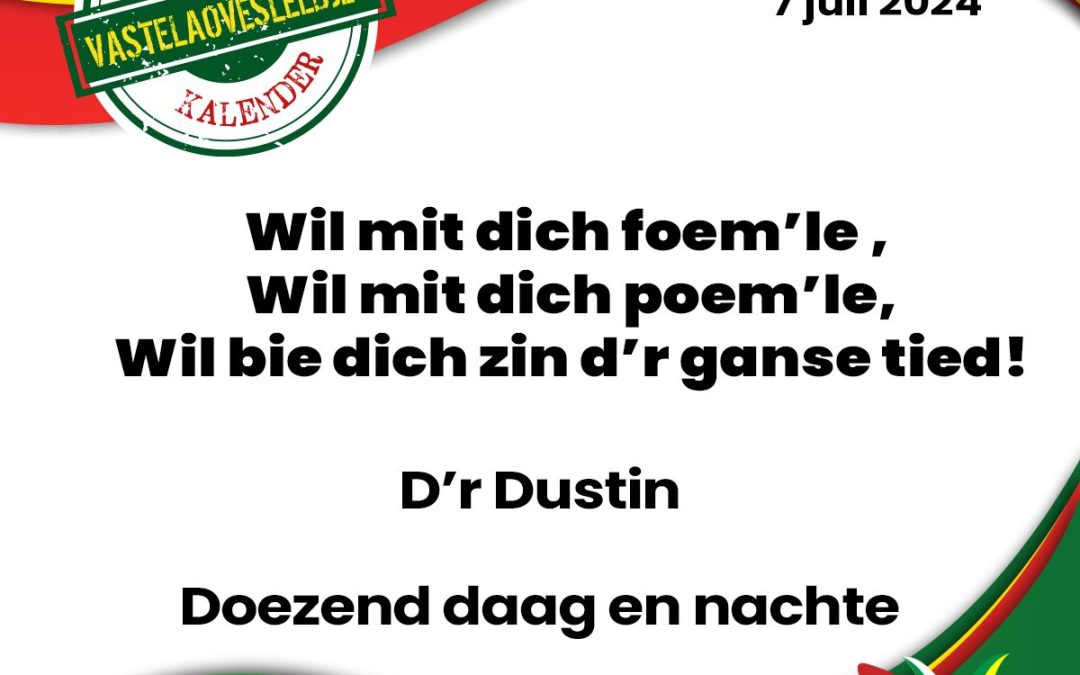 Wil mit dich foem’le, Wil mit dich poem’le, Wil bie dich zin d’r ganse tied!